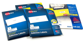 Lot of 4 Packs Avery Easy Peel Address Labels 8160 1&quot;x2-5/8” 3000 Total Labels - £31.00 GBP