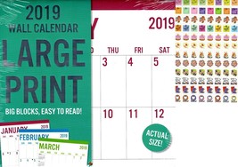 Vista Large Print - 12 Month 2019 Wall Calendar - Big Blocks Easy to Read + 1... - £7.89 GBP