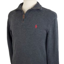 Polo Ralph Lauren Sweater Men&#39;s Small 1/4 Zip Mock Neck Cotton  Dark Gra... - £17.55 GBP