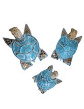 WorldBazzar Hand Carved Set of 3 Turtle Table Top or Wall Art Carving Sc... - $45.48