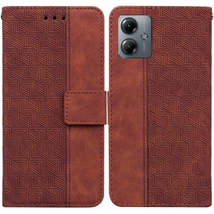 For Motorola Moto G14 Geometric Embossed Leather Phone Case(Brown) - $4.99