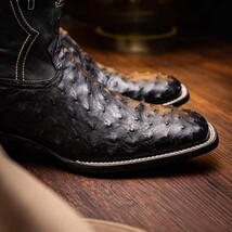 ALABAMA Genuine Ostrich Skin Cowboy Boot from the Western Collection Black image 3