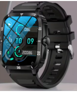 Military Smartwatch 55 mm Black Case Black Silicone Watch for Men - €21,80 EUR