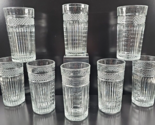 8 Libbey Radiant 15 Oz Tumblers Set Clear Etch Emboss Retro Drinking Gla... - $78.87