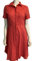 Preston &amp; York Women&#39;s Eyelet Short Sleeve Shirt Dress Coral Size 10 - £38.19 GBP
