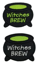 Witches&#39; Brew Embroidered Applique Iron On Patch 2&quot; x 1.75&quot; RIP Cross Ha... - £4.32 GBP