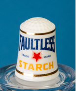 Franklin Mint Country Store Thimble Faultless Starch Advertising Porcelain - $5.00