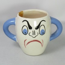 1925 Antique Mug Kind Angry Two Face Double Handed Ceramic Anthropomorphic Faces - £23.08 GBP