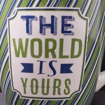 The World Is Yours Green &amp; White 25 oz. Ceramic Coffee Mug Cup - £11.22 GBP