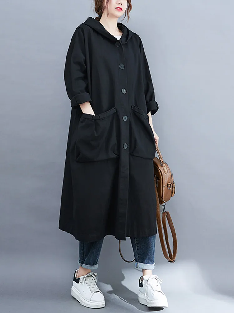 Oversized Autumn Winter New Hooded Coat   Korea Ladies s Casual Loose Big Size T - £181.63 GBP