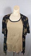 Vtg Alfred Dunner Blouse Size 12 Faux Button Up Attached Inner Shirt Black Gold - £7.98 GBP