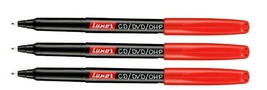 3 x Fine Tip Permanent Marker Pen Red CD / DVD / OHP Marker Water Proof Ink - £4.66 GBP