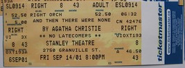 AGATHA CHRISTIE 2001 &quot;And Then There Were None&quot; Ticket Stanley Theatre V... - $4.95