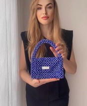 Beaded bag with magnetic closure, bag with lining, a bag made of blue be... - £78.63 GBP