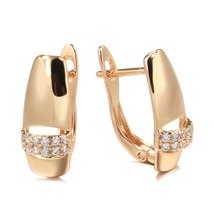 Hot Fashion Glossy Earrings for Women 585 Rose Gold Simple Natural Zircon Drop E - £7.24 GBP