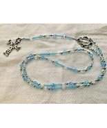 Sterling Silver Celtic Rosary Blue Aurora Borealis Beads  - £29.21 GBP