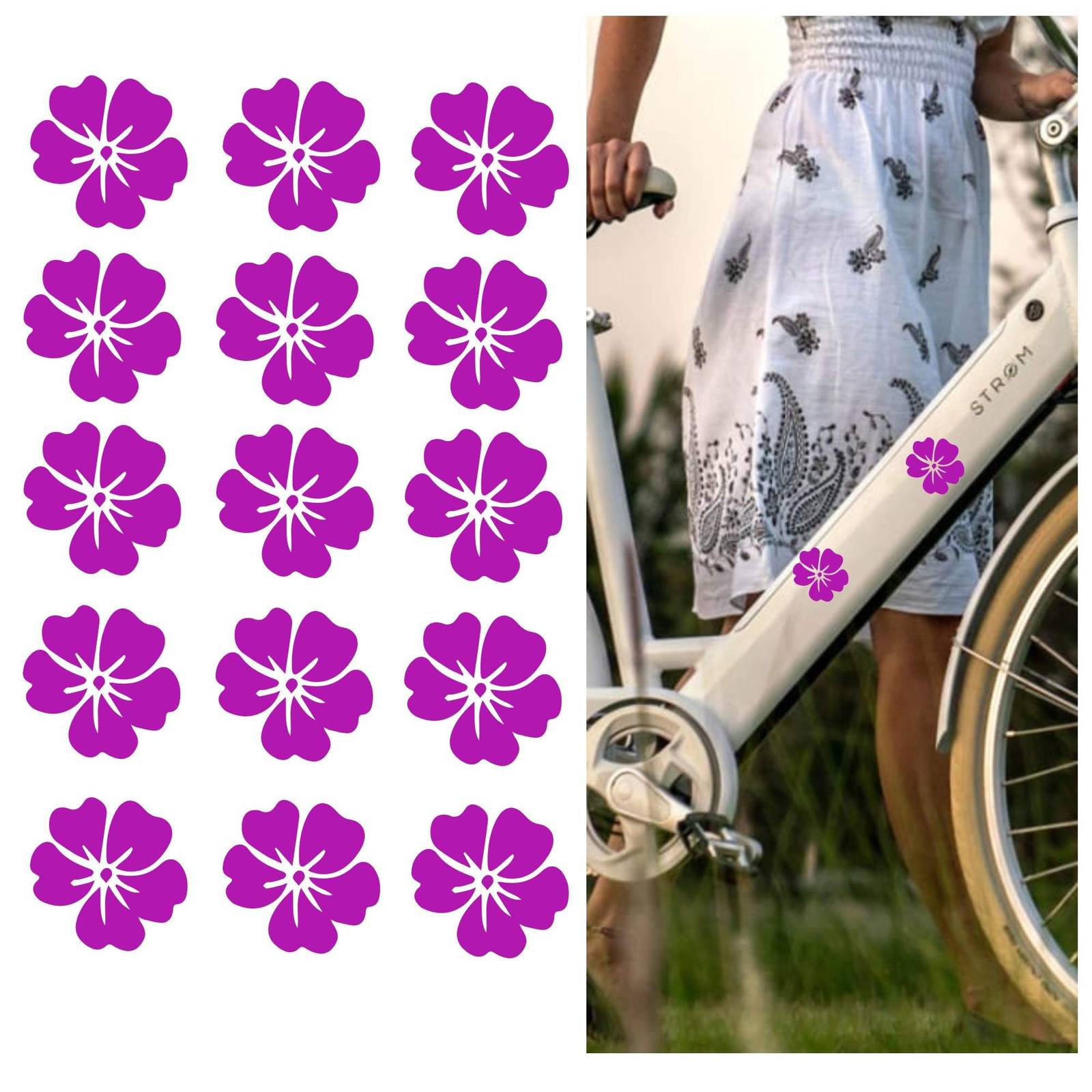 set of 15 in 1 inch size fun decorative stickers for bicycle, flowers bi... - $10.50