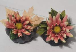 2 Gray Velvet Fabric Pumpkin Fall Floral Arrangements Home Centerpiece D... - $241.61 MXN