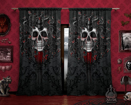 Goth Medusa Skull Curtains, Black Snakes, Gothic Home Decor, Window Drapes, Shee - £129.71 GBP
