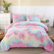 Faux Fur Comforter Set Twin Size For Girls Bedding Plush Shaggy Comforter Sets G - £80.66 GBP