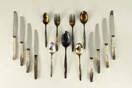 Vintage Mixed Lot Estate Silver Plate Flatware 15PC Lot Wm Rogers Mfg ROSE BUD - £13.86 GBP