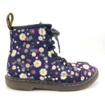 Dr. Martens Delaney Boots Youth Girl&#39;s 3 Floral Flowers Purple Lace Up Side Zip - £19.74 GBP