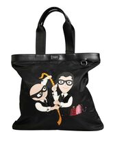 Dolce &amp; Gabbana Black Leather #DGFamily Patch Shopping Tote Borse Bag Women - $837.99