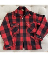 Vintage 50s Monterey Club Sportswear Red Black Buffalo Plaid Wool Coat J... - $84.32 CAD