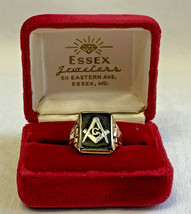10K Yellow Gold Vtg Masonic Mens Ring Black 6.34g Jewelry Band Sz 8.75 i... - $249.95
