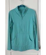 Ibkul Women Small 1/2 Zip Turquoise Long Sleeve Pullover Top Mock Mesh I... - $23.76