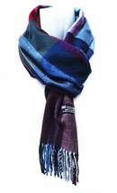 Plaid - Blue Red - 3Pcs Winter Unisex 100% Cashmere  Wool Scarf Scarves - £33.77 GBP