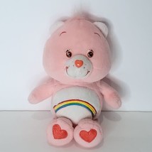 Care Bear Plush Rainbow Cheer Bear 8&quot; Stuffed Animal Play Along Pink White - $18.80