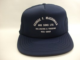 George F MacDonald Sons Bulldozing Trucking Hat Vintage Dark Blue Snapba... - £15.68 GBP