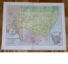 1912 Antique Map Of New South Wales Victoria / Melbourne Sydney / Australia - $25.43