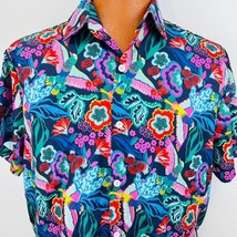Hawaiian Aloha XXL Shirt Hibiscus Flowers Birds Pineapples Tropical Colorful - £31.59 GBP