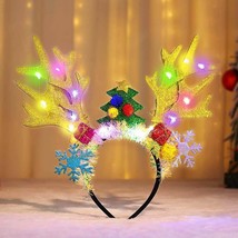 Light Up Christmas Antler Headband LED Hair Band Glow Headpiece Xmas Tre... - $24.37