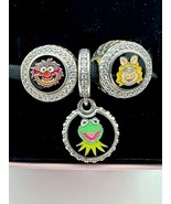 Disney Parks Pandora 3 Charm Set The Muppets Kermit Frog Miss Piggy Anim... - $6,003.01 MXN