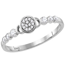14kt White Gold Womens Round Diamond Cluster Stackable Band Ring 1/6 Cttw - £238.96 GBP