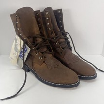 Vintage Womens Boots 7 M Brown Leather Lace Up Roper Cowgirl guc!! - $88.48