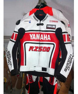 Men Yamaha White Red Customized Motorcycle Racing Leather Jacket CE Armor - £145.49 GBP