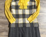 Vintage 60s 70s Howard Wolf Drop Waist Plaid Wool Dress Ruffle Pleated M... - $38.54
