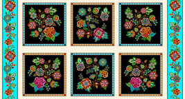 24&quot; X 44&quot; Panel Flowers Floral Designs TusconCotton Fabric Panel D366.44 - £6.79 GBP