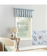 Floral Elites Textured Window Valance, Blue Neutral Tones 54&quot; W x 17&quot; L ... - £10.89 GBP