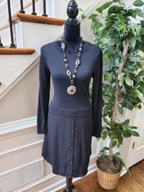 Loft Women&#39;s Black Polyester Round Neck Long Sleeve Knee Length Dress Size Small - £31.45 GBP