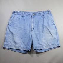 Vtg Pleated High Rise Denim Shorts Size 38 Van Heusen 417  Faded Blue Je... - £16.45 GBP