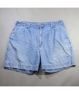 Vtg Pleated High Rise Denim Shorts Size 38 Van Heusen 417  Faded Blue Je... - £16.73 GBP