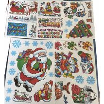VTG Christmas Static Cling Window Decorations Super Signs 4 Holiday Shee... - $16.82