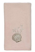 Avanti Riviera Fingertip Towel Embroidered Pale Pink Shell Beach Summer Set of 2 - £31.43 GBP