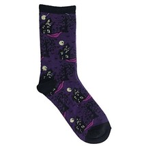 MeMoi Halloween Themed Haunted House in the Night Purple Novelty Crew Sock - $13.72