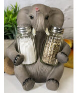 Ebros African Bush Elephant Glass Salt &amp; Pepper Shakers Holder Decor 7&quot; H - $456.12 MXN
